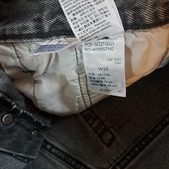 Levi's 501 Charcoal Gray Distressed Denim High Rise Button Front Shorties 29 - Picture 6 of 12